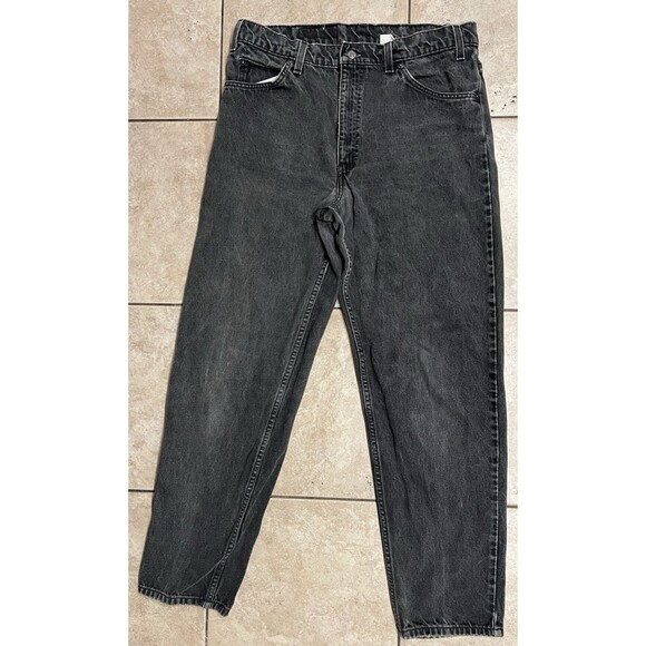 VTG Levis 550 Jeans Mens 34x30 Black Orange Tab Relaxed Fit Taper Leg Bat Wing - Picture 1 of 10